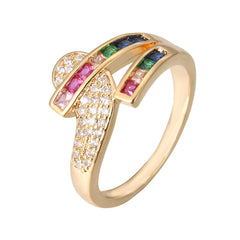 Rainbow Crystal & Cubic Zirconia Rattan Ring