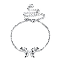 Silver-Plated Openwork Butterfly Anklet