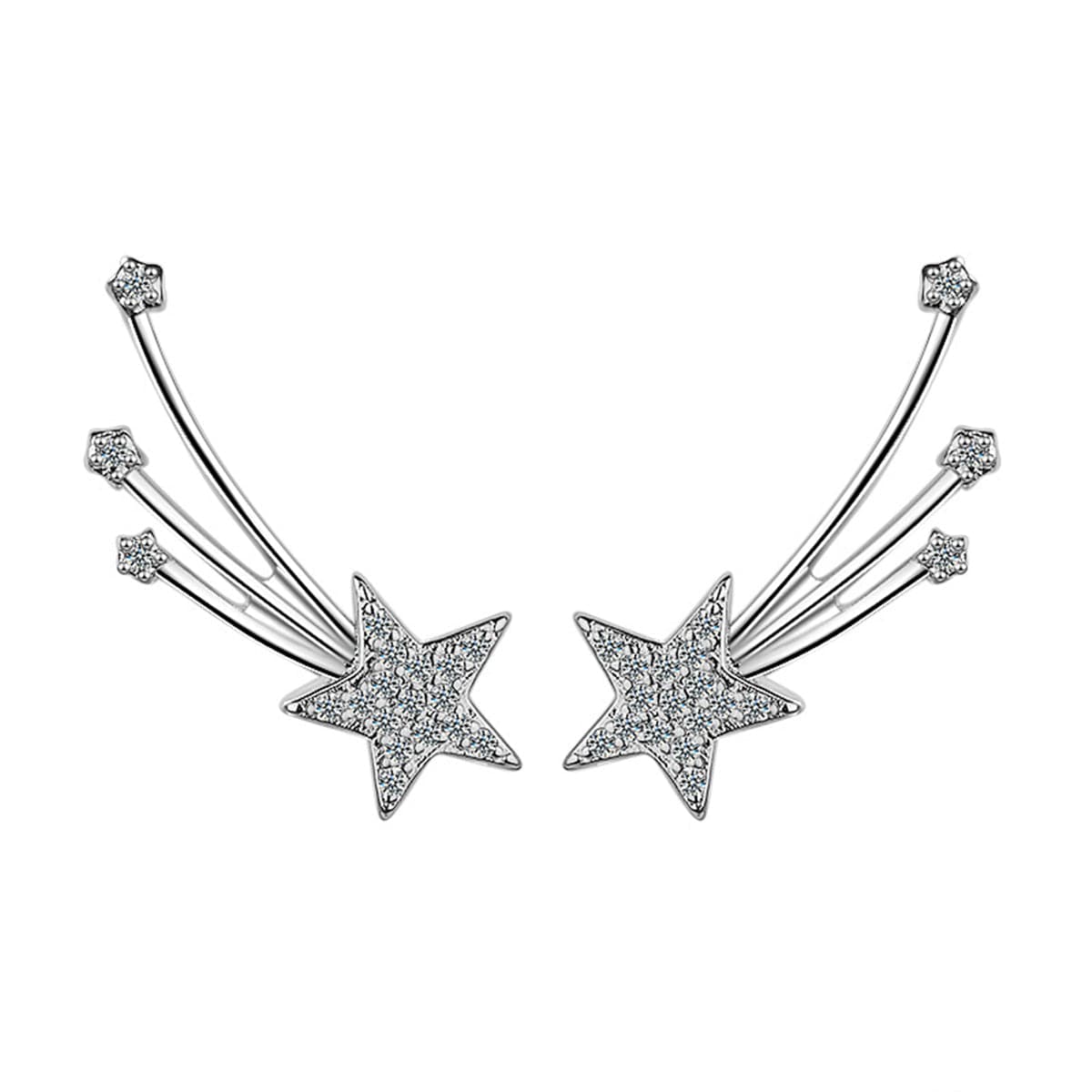 cubic zirconia & Silver-Plated Meteor Ear Climbers - streetregion