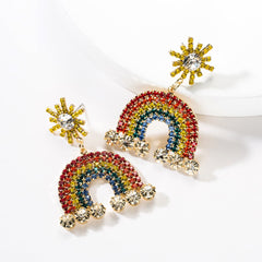 Cubic Zirconia & 18K Gold-Plated Rainbow Drop Earrings