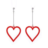 Red cubic zirconia & Silver-Plated Heart Drop Earrings - streetregion