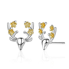 Silver-Plated & 18k Gold-Plated Deer Stud Earrings - streetregion