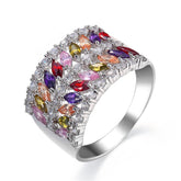 Purple Cubic Zirconia & Silver-Plated Marquise-Cut Band - streetregion
