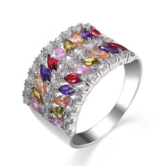 Purple Cubic Zirconia & Silver-Plated Marquise-Cut Band - streetregion