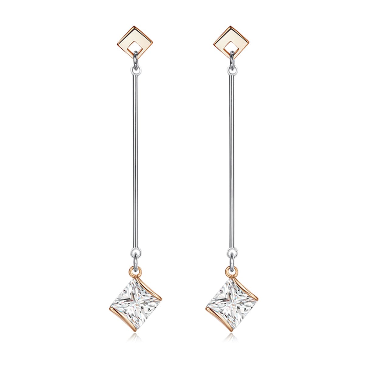Princess Crystal & Two-Tone Drop Earrings - streetregion