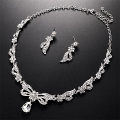 Crystal & Silver-Plated Wing Drop Earrings & Butterfly Necklace