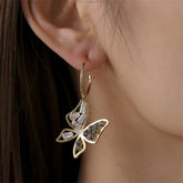 Crystal & Cubic Zirconia Butterfly Drop Earrings