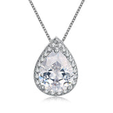 Cubic Zirconia & Platinum-Plated Teardrop Pendant Necklace - streetregion