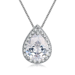 Cubic Zirconia & Platinum-Plated Teardrop Pendant Necklace - streetregion