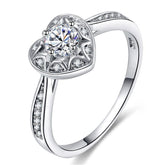 cubic zirconia & Silver-Plated Heart Ring - streetregion