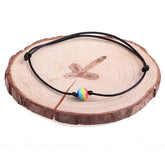 Rainbow & Black Adjustable Beaded Anklet