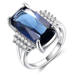 Blue & White Crystal Baguette-Cut Cocktail Ring - streetregion