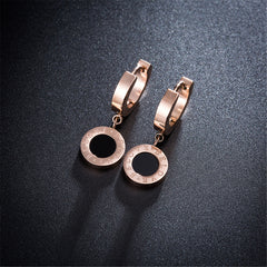 Black & 18K Rose Gold-Plated Huggie Earrings