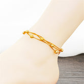 24K Gold-Plated Round Bead Layered Anklet