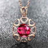 Red Crystal & cubic zirconia Heart Pendant Necklace - streetregion
