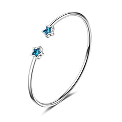 Blue Crystal & Silver-Plated Star Cuff - streetregion