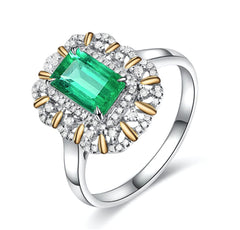 Green cubic zirconia & Crystal Floral Halo Ring - streetregion