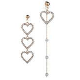 cubic zirconia & 18k Gold-Plated Asymmetry Hollow Heart Drop Earrings - streetregion