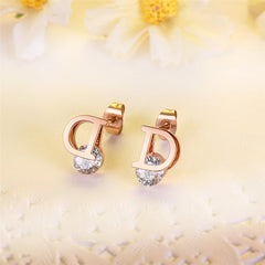 Crystal & 18K Rose Gold-Plated 'D' Stud Earrings