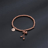 18K Rose Gold Calabash & Chinese Letter Charm Stretch Bracelet