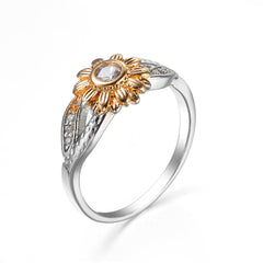 cubic zirconia & Two-Tone Sunflower Band Ring - streetregion