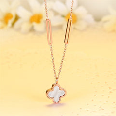 Black Acrylic & 18K Rose Gold-Plated Clover Pendant Necklace