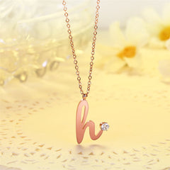 Cubic Zirconia & 18K Rose Gold-Plated 'H' Pendant Necklace