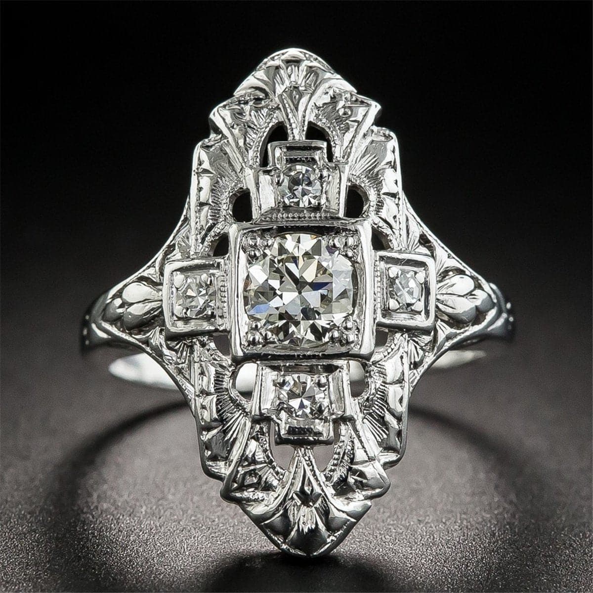 Crystal & Platinum-Plated Cross Ring - streetregion