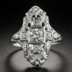 Crystal & Platinum-Plated Cross Ring - streetregion