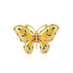 Green Enamel & 18K Gold-Plated Botany Butterfly Brooch
