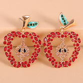 Red Crystal & Cubic Zirconia Apple Drop Earrings