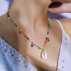 Jewel-Tone Howlite & Shell 18K Gold-Plated Star Station Necklace