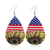 Yellow & Red Polystyrene Stars & Stripes Sunflower Drop Earrings