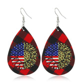Black & Red Polystyrene Stars & Stripes Sunflower Drop Earrings