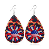 Red & White Polystyrene Stars & Stripes Sunflower Drop Earrings