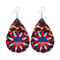 Red & White Polystyrene Stars & Stripes Sunflower Drop Earrings