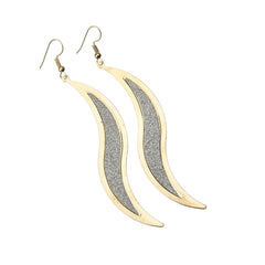 Two-Tone Frosted Salix Leaf Drop Earrings