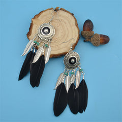 Black Feather & Silver-Plated Drop Earring - streetregion