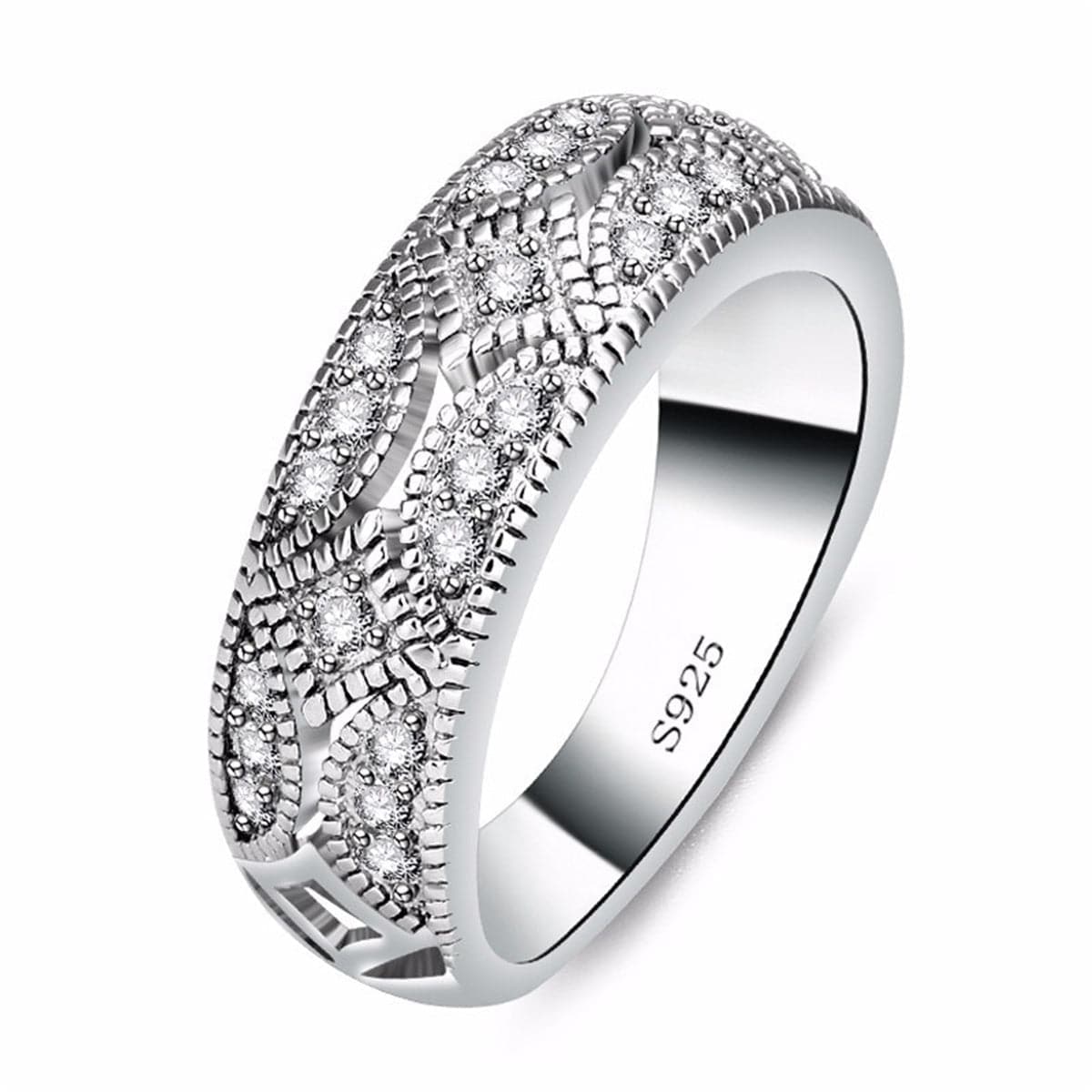 Cubic Zirconia & Silvertone Ring - streetregion