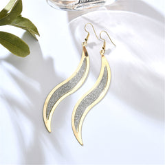 Two-Tone Frosted Salix Leaf Drop Earrings
