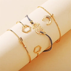 18K Gold-Plated Moon Charm Bracelet Set