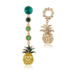 Cubic Zirconia & Crystal Pineapple Mismatched Drop Earrings