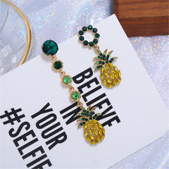 Cubic Zirconia & Crystal Pineapple Mismatched Drop Earrings