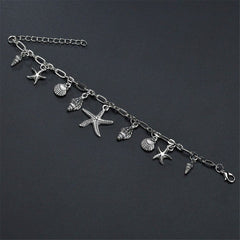 Silver-Plated Starfish Charm Anklet