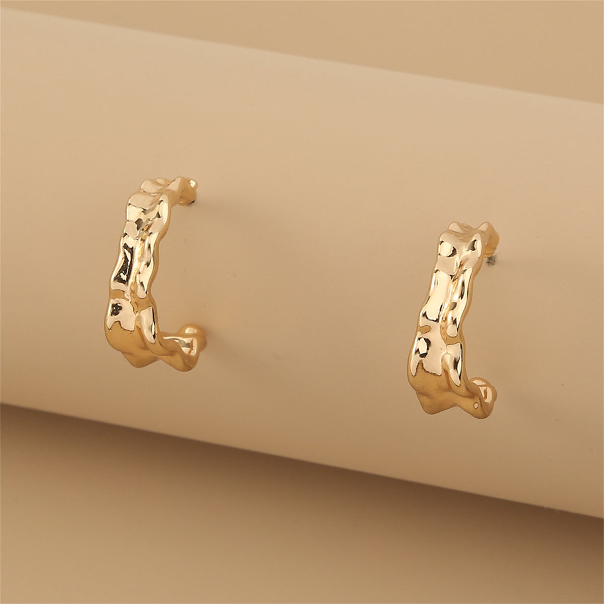 18K Gold-Plated Leaf Huggie Earrings, gold huggie earrings, everyday style, styled look