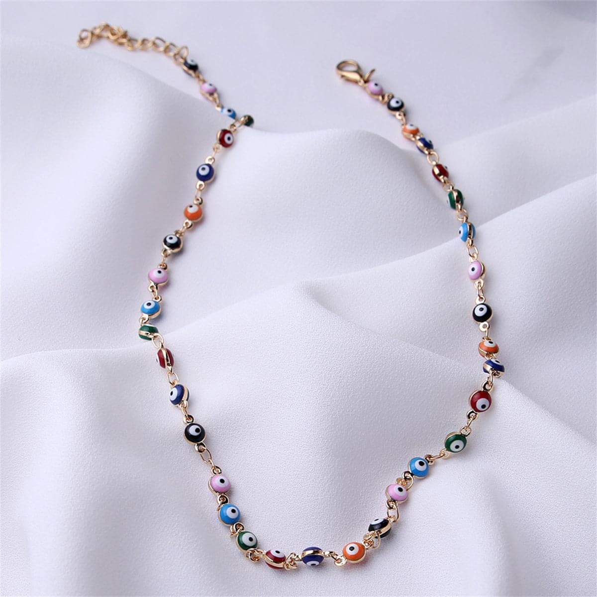 Blue Enamel and 18K Gold-Plated Multi-Hued Evil Eye Necklace, gold pendant necklace for women, lifestyle look