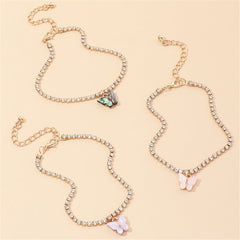Shell & Cubic Zirconia Butterfly Charm Anklet Set