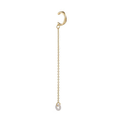 Stylish 18K gold-plated clip-on earring adorned with a pearl and shimmering cubic zirconia details.