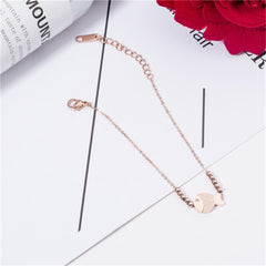 18K Rose Gold-Plated Frosted Fish & Bead Anklet