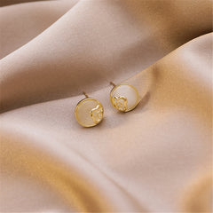Cats Eye & 18K Gold-Plated Floral Stud Earrings